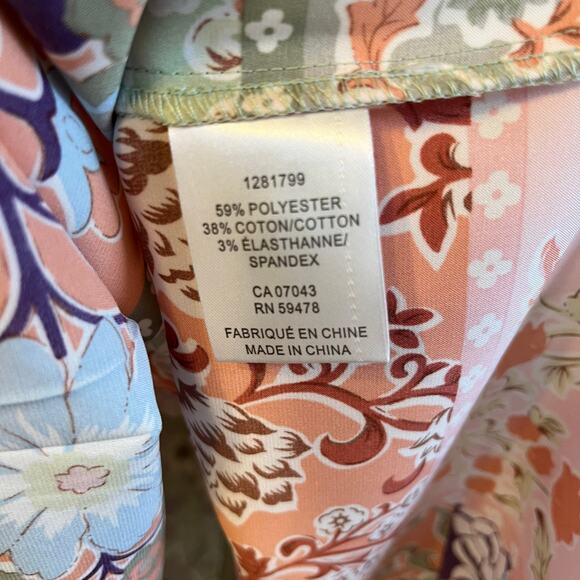 NEW Joie polyester cotton spandex blend floral print with tags quarter button up - Picture 5 of 6
